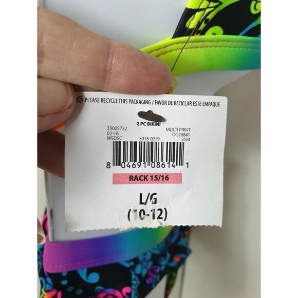Girls Bikini Large 2 Piece Swimsuit Multicolor Vibrant Pandora Bikini 10-12 NWT - Picture 5 of 6